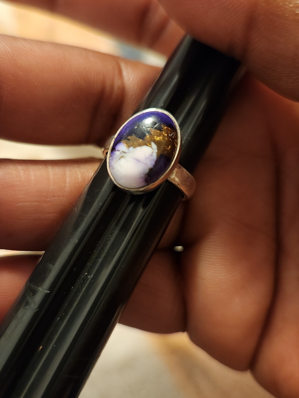 Purple Dahlia  Sterling Ring Size 6